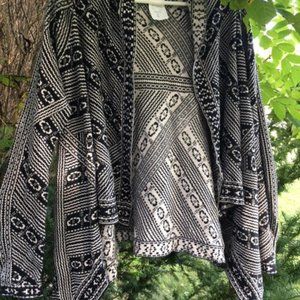 Waterfall cardigan NWOT with geometric design M.